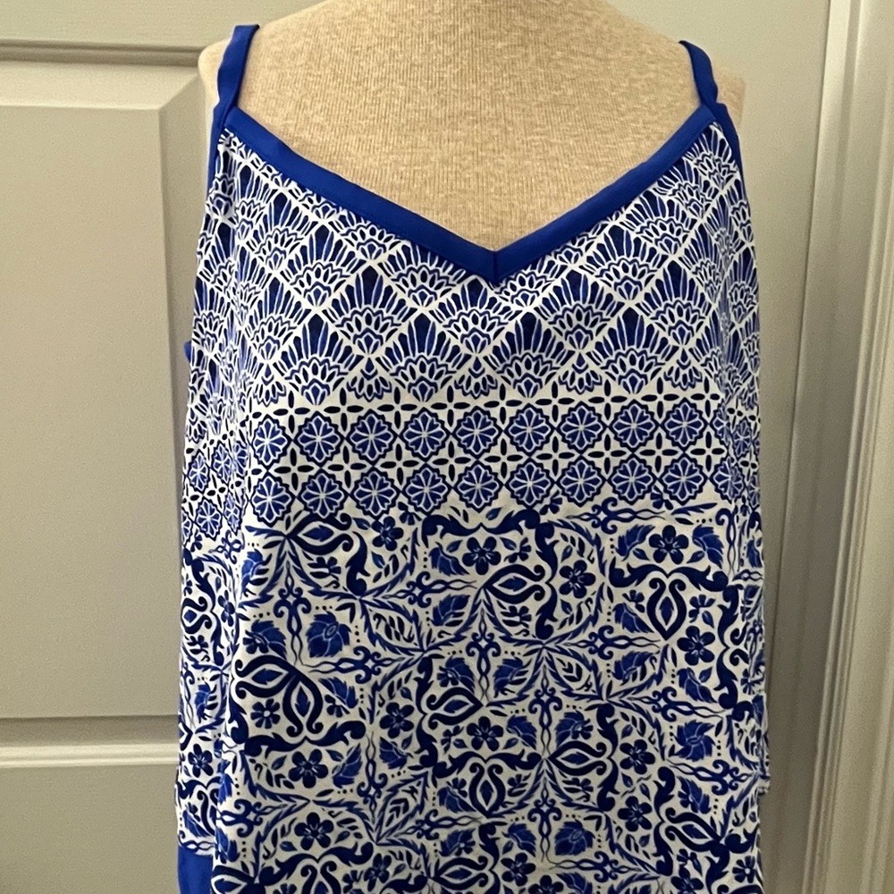 Maxine of Hollywood Blue andWhite Bathing Suit Camisole